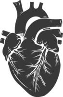 AI generated Silhouette for internal organs of heart black color only vector