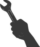 AI generated Silhouette hand holding wrench for construction black color only vector