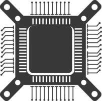 AI generated Silhouette IC or Integrated Circuit single electronic component vector