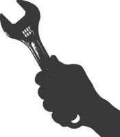 AI generated Silhouette hand holding wrench for construction black color only vector