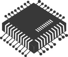 AI generated Silhouette IC or Integrated Circuit single electronic component vector