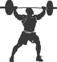 AI generated Silhouette Man weightlifting Player in action full body black color only vector