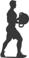 AI generated Silhouette Man weightlifting Player in action full body black color only vector