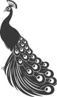 AI generated Silhouette Peafowl Birds Animal black color only vector