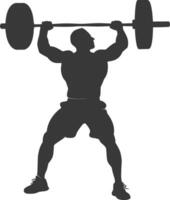 AI generated Silhouette Man weightlifting Player in action full body black color only vector