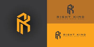 resumen inicial letra rk o kr logo en hexágono y naranja color aislado en múltiple antecedentes colores. el logo es aplicado para propiedad y residencial negocio logo diseño inspiración modelo vector