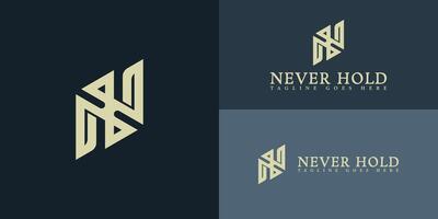 Abstract Alphabet letter monogram icon logo NH or HN in soft gold color isolated on multiple backgrounds. Abstract letter NH logo applied for interior design company logo design inspiration template vector