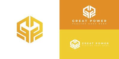 Abstract Hexagon letter GP or PG logo design. Modern geometric initial logo concept in yellow color isolated on multiple backgrounds. Abstract letter GP logo applied for business and consulting logo vector