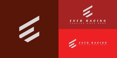 Abstract Letter E or EE logo with three fast speed lines in silver color isolated on multiple background colors. The logo is applied for the car racing sport team logo design inspiration template vector