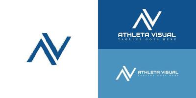 Abstract initial AV or VA letter initial monogram retro logo in blue and white color isolated on multiple background colors applied for personal sports branding logo design inspiration template vector