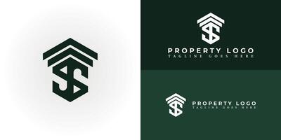 Abstract Letter TS or ST monogram logo design in green color isolated on multiple background colors. Abstract hexagon letter TS or ST logo applied for property and real estate logo design inspiration vector