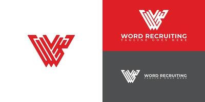 Abstract Initial letter WR or RW triangle monogram cool modern logo in red color isolated in multiple backgrounds. Letter WR logo applied for business recruiting and technology company logo design vector