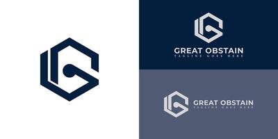 Abstract initial letter GO or OG logo in blue navy color isolated in multiple background colors. An elegant hexagon letter G logo design vector. Blue navy letter GO for technology company logo design vector