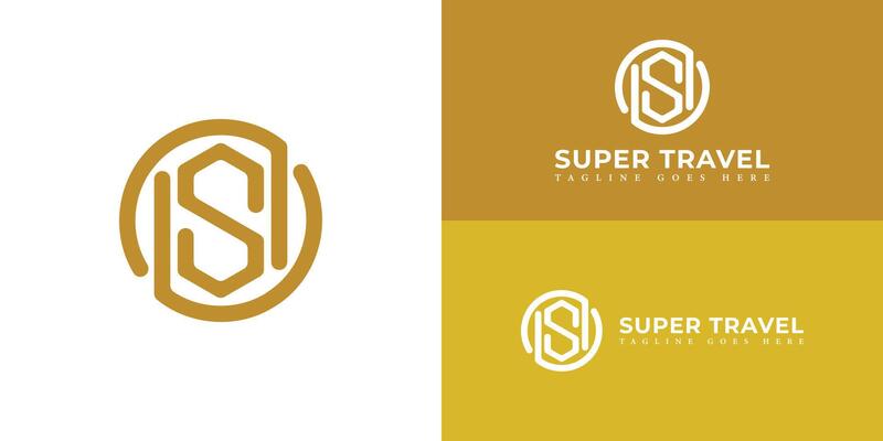 Abstract initial letter SU, US, ST, or TS logo in yellow color isolated in multiple background colors. The logo is applied for travel business logo design inspiration template