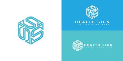 Abstract Modern creative letter S hexagon logo Creative dynamic round logotype in blue color isolated on multiple background colors. Abstract letter S logo applied for medial clinical logo icon design vector