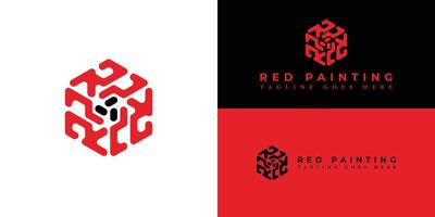 Abstract Creative minimal monogram letter RP or PR line logo design symbol in red color isolated on multiple background colors. Abstract letter RP logo applied for painting company logo icon design vector