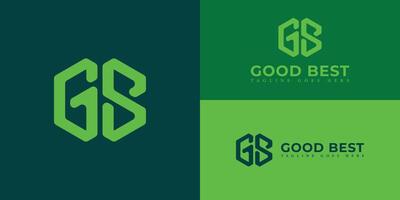 Abstract letter GB and BG logo design vector template in green color isolated on multiple background colors. Letter GB or BG applied for Business and technology logo design inspiration template