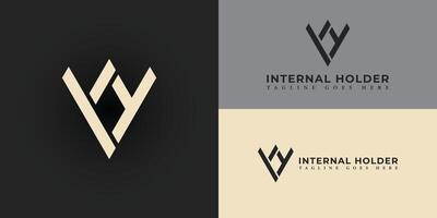 Abstract the initial letter IH or HI in white color isolated on multiple backgrounds. IH Logo letter monogram with triangle shape design template applied for hospitality management company logo design vector