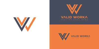 Abstract Geometric Triangle Letter W or VW Logo in Orange and Gray color isolated on multiple background colors. The logo is usable for Business and Branding Company Logo design inspiration template vector