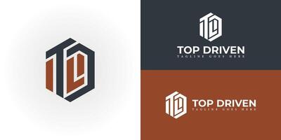 Abstract letter TD, DT, T, and D Letter Logo Design Vector in black and brown color isolated on a white background. Letter TD or DT in black color applied for the boardroom and sailing adventure logo