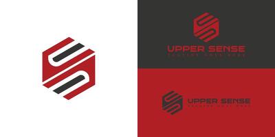 Abstract initial letter US or SU logo in black and red color isolated on multiple background colors. Abstract letter US or SU logo applied for automotive business logo design inspiration template vector