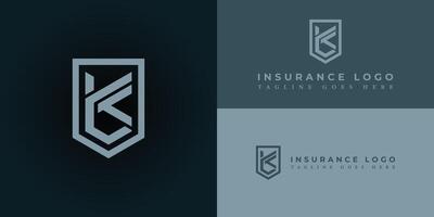 Abstract Modern logo template or icon letter KL or LK in soft blue color isolated on multiple backgrounds. Abstract letter KL logo applied for claim insurance company logo design inspiration template vector