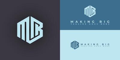 Abstract letter MB or BM initial logo design vector symbol graphic idea creative in blue color isolated on multiple backgrounds. Letter MB logo applied for business consulting company logo design