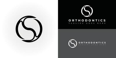 Abstract Design letter OS or SO logo. Creative Vector Design Letter OS Logo in black color isolated on multiple backgrounds. Letter OS logo applied for high-end modern orthodontic office logo design