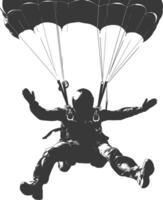 AI generated Silhouette skydiver man full body black color only vector