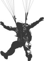 AI generated Silhouette skydiver man full body black color only vector