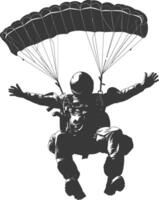 AI generated Silhouette skydiver man full body black color only vector