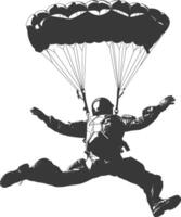 AI generated Silhouette skydiver man full body black color only vector