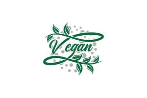 Natural green vegan symbol logo design template vector