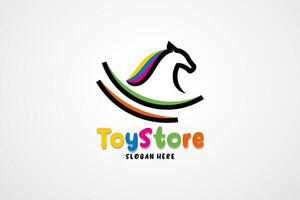 niños juguete tienda logo diseño con creativo resumen caballo símbolo vector