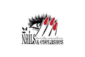 Eyelash extension and nail care logo design for beauty and cosmetic salon vector