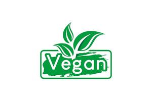 Natural vegan logo design template with green leaf check symbol vector