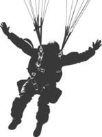 AI generated Silhouette skydiver man in action full body black color only vector