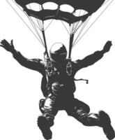 AI generated Silhouette skydiver man full body black color only vector