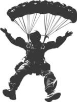 AI generated Silhouette skydiver man full body black color only vector