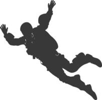 AI generated Silhouette skydiver man in action full body black color only vector