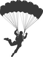 AI generated Silhouette skydiver man in action full body black color only vector