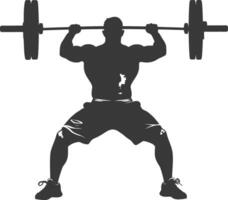 AI generated Silhouette Man weightlifting Player in action full body black color only vector