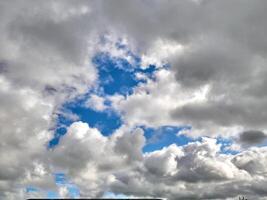 White fluffy clouds in the deep blue sky. Heaven background photo