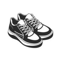 Sneakers isolated on white background. Illustration in monochrome style. Running accessories, sports shoes. vector