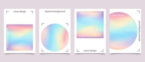 Collection of backgrounds with holographic effect. Set of cover or poster templates. Holographic Spectrum covers. Vector