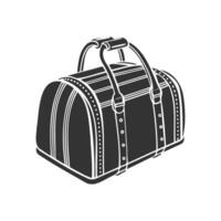 Hand drawn women's bag with handles. Travel bag. Black and white silhouette. vector