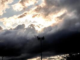 White fluffy clouds in the deep blue sky. Heaven background photo