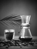 Coffee cup close vew black and white photo background, cup of tea or coffee on the table