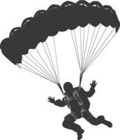 AI generated Silhouette skydiver man in action full body black color only vector