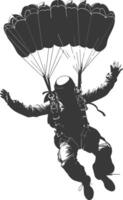 AI generated Silhouette skydiver man full body black color only vector